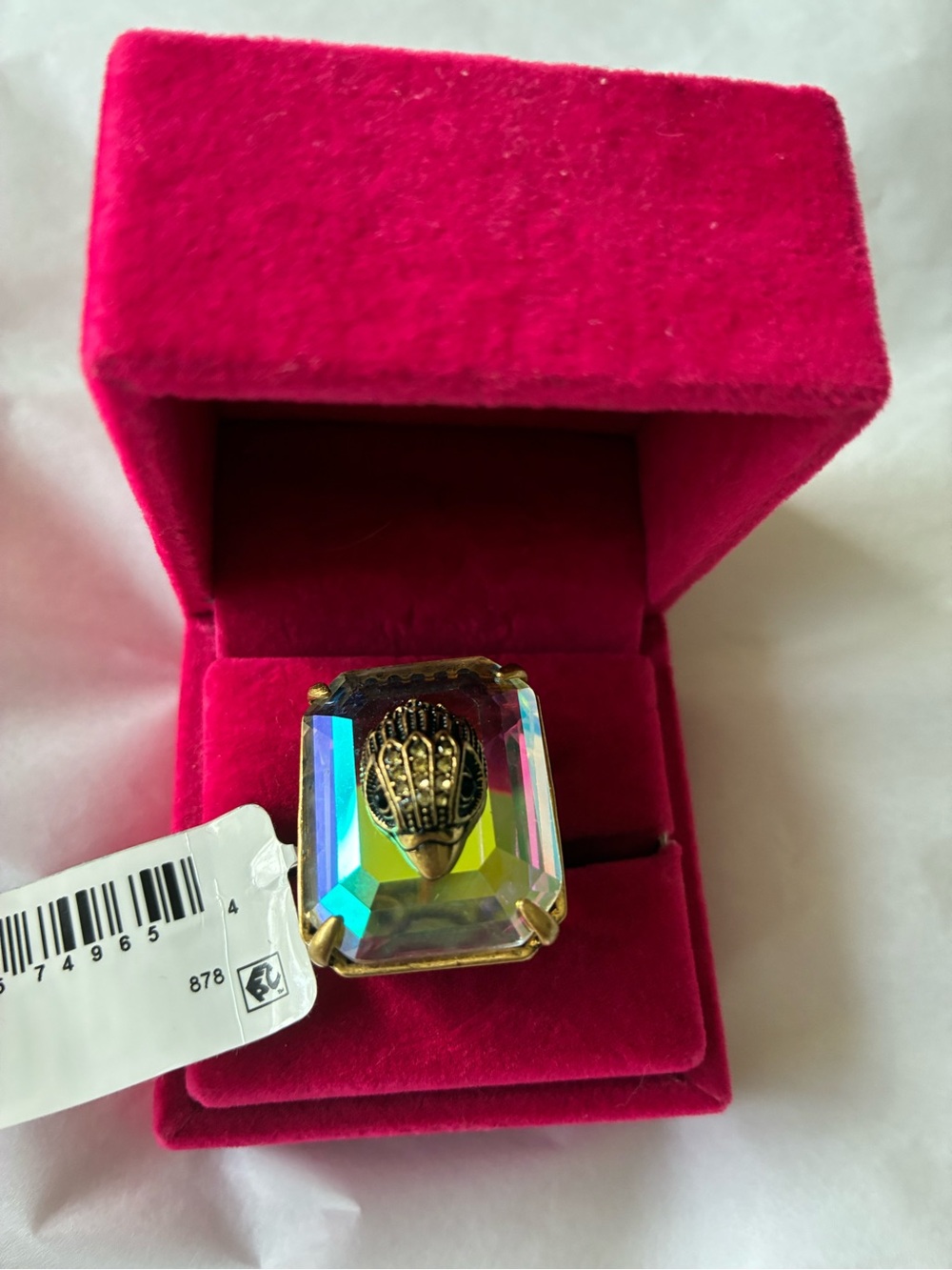 Kurt Geiger Gold-Tone Ring and Stud Earrings with Aurora Crystal, size 7 - Picture 3 of 10